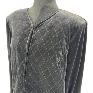 Susan Graver Quilted Velvet  Jacket Womens Size M Black Evening Cropped Hook Eye